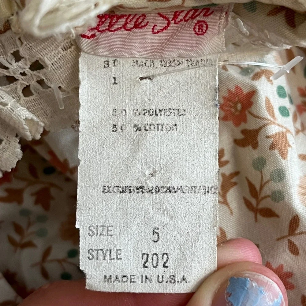 Vintage Floral Prairie Dress Girls 5 Maxi Tiered Lace Cottagecore Little House